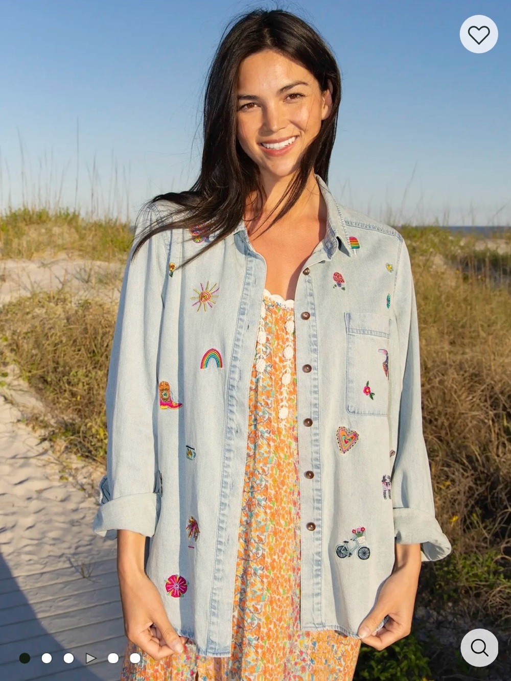 Embroidered Chambray Button Down